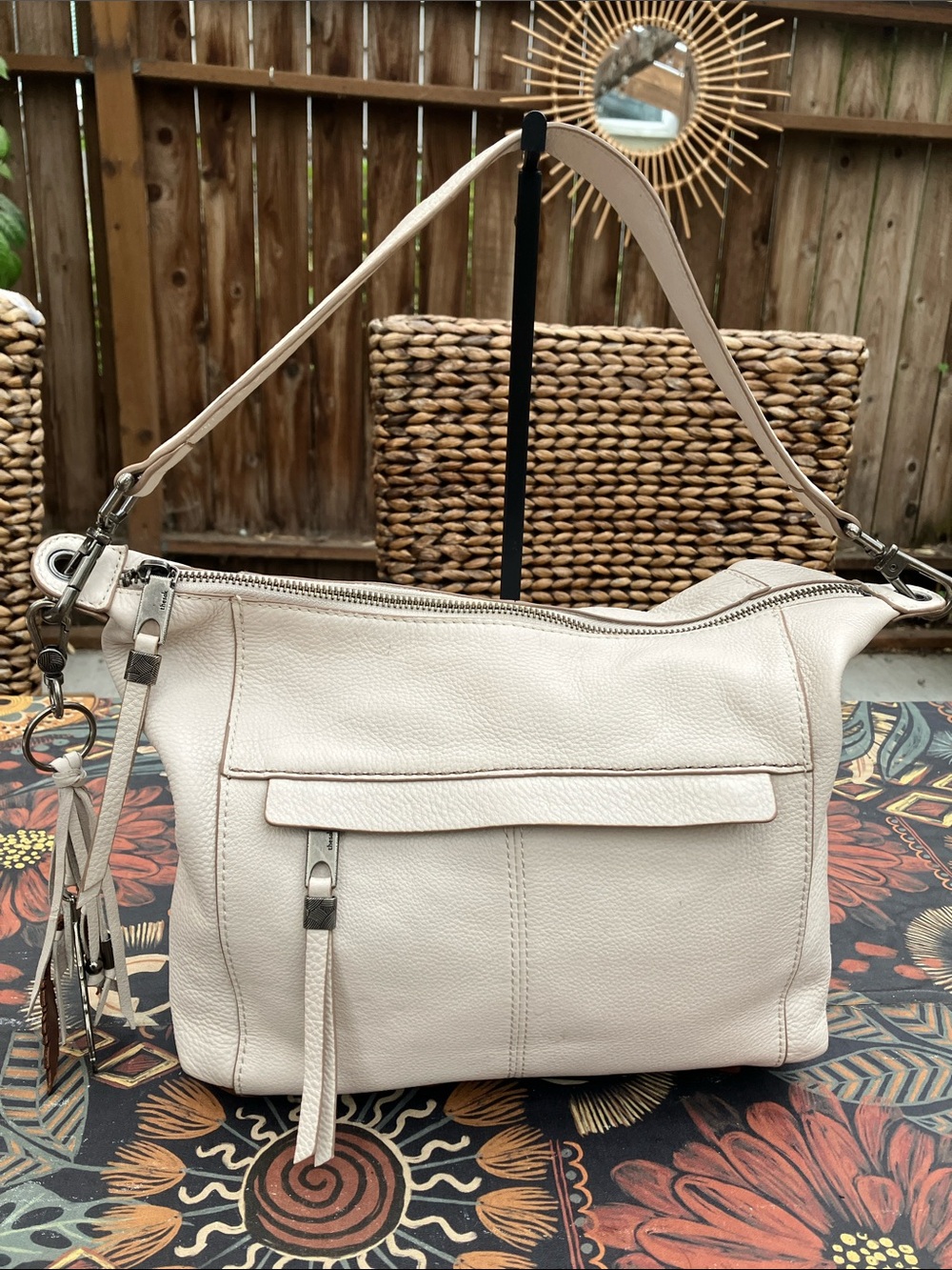 The Sak Cream Pebbled Leather Alameda Hobo Satchel